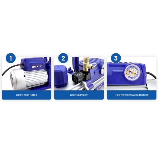 Pompa próżniowa 2 stopniowa 51 l/min z wakuometrem