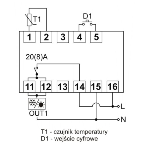 Regulator temperatury sterownik Esco ES-10D 230V na szynę DIN