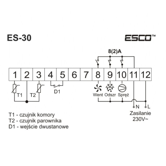 Regulator temperatury sterownik Esco ES-30 230V