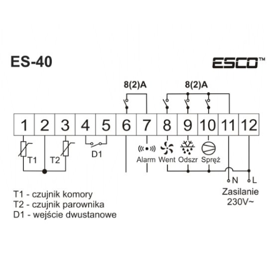 Regulator temperatury sterownik Esco ES-40 230V