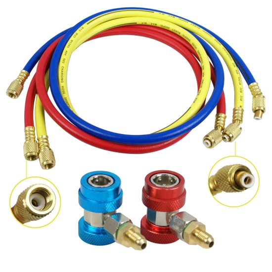 Zestaw manometrów R134a ,szybkozłącza, przewody w walizce