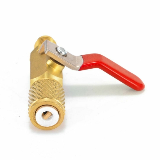 Zawór kulowy chłodniczy 1/4 SAE R134a R404a R407c czerwony